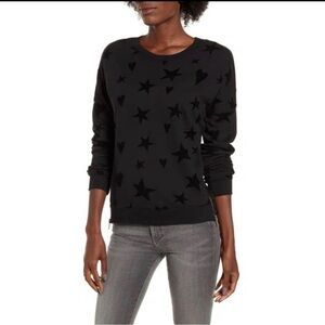 Rails Black Marlo Flocked Velvet Hearts Stars Side-zip Pullover Sweater S